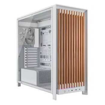 Corsair FRAME 5000D WOOD RS Mid-Tower PC korpus, valge/pähkel, karastatud klaas, ATX, E-ATX, Micro-ATX, Mini-ITX, teras/plast, mängimiseks