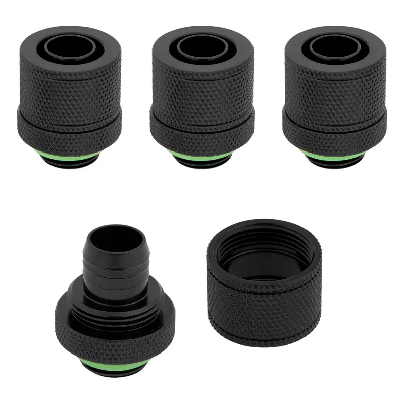 CORSAIR Hydro X Series XF kompressioonliitmik, sirge G1/4 tolline isane 13/10mm pehmele torule, must – 4-pack