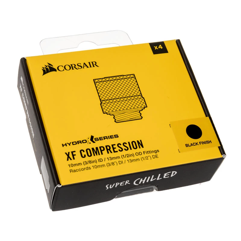 CORSAIR Hydro X Series XF kompressioonliitmik, sirge G1/4 tolline isane 13/10mm pehmele torule, must – 4-pack