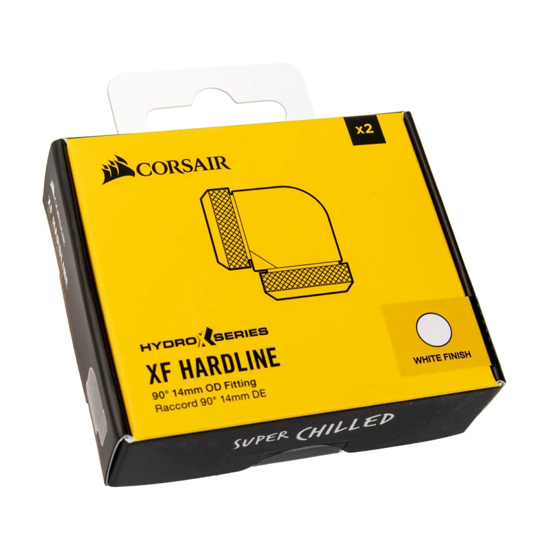 Corsair Hydro X Series XF Hardline 90° 14mm OD - Nurgeline kinnitusadapter vedelikjahutussüsteemile - Valge (2-pakk)