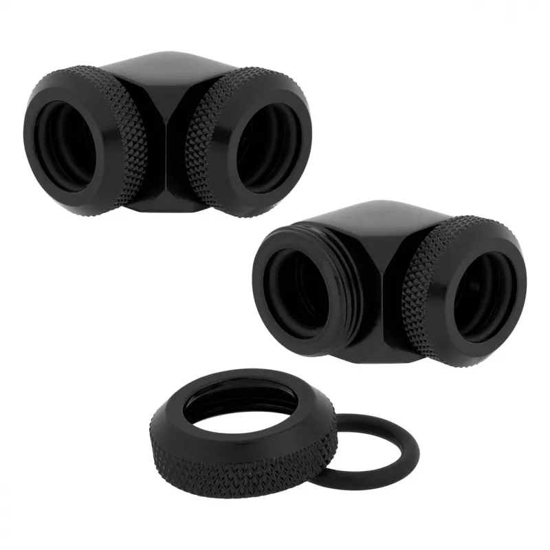 Corsair Hydro X Series XF Hardline Adapter 90 Degree 12mm AD to 12mm AD Hardtube, Pack of 2, Must