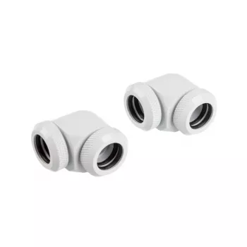 CORSAIR Hydro X Series XF kõvatoru adapter 90 kraadi 12mm OD kuni 12mm OD kõvatoru - 2 tk pakk, valge
