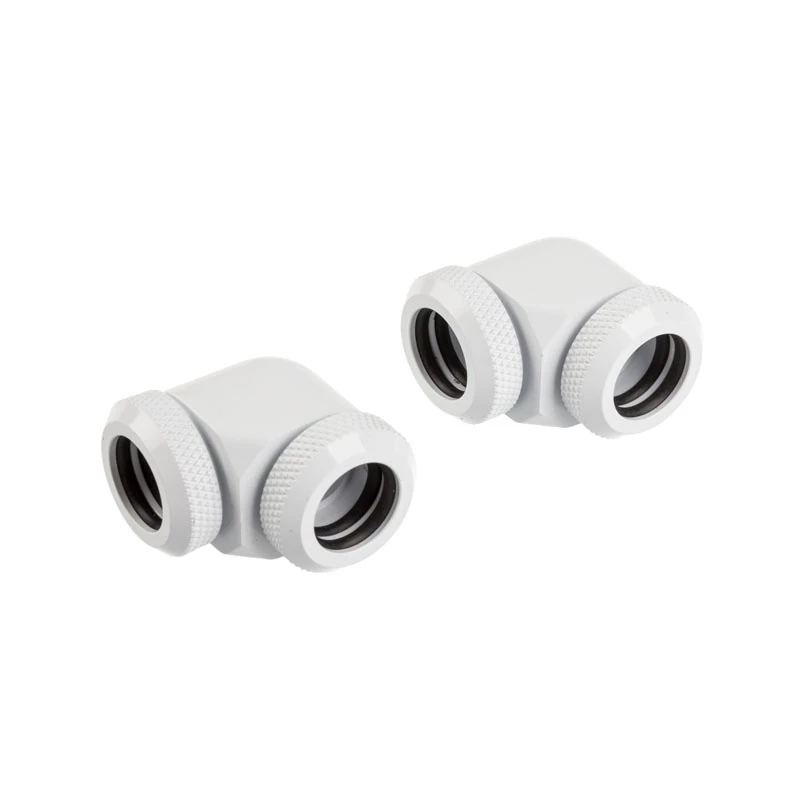 CORSAIR Hydro X Series XF kõvatoru adapter 90 kraadi 12mm OD kuni 12mm OD kõvatoru - 2 tk pakk, valge