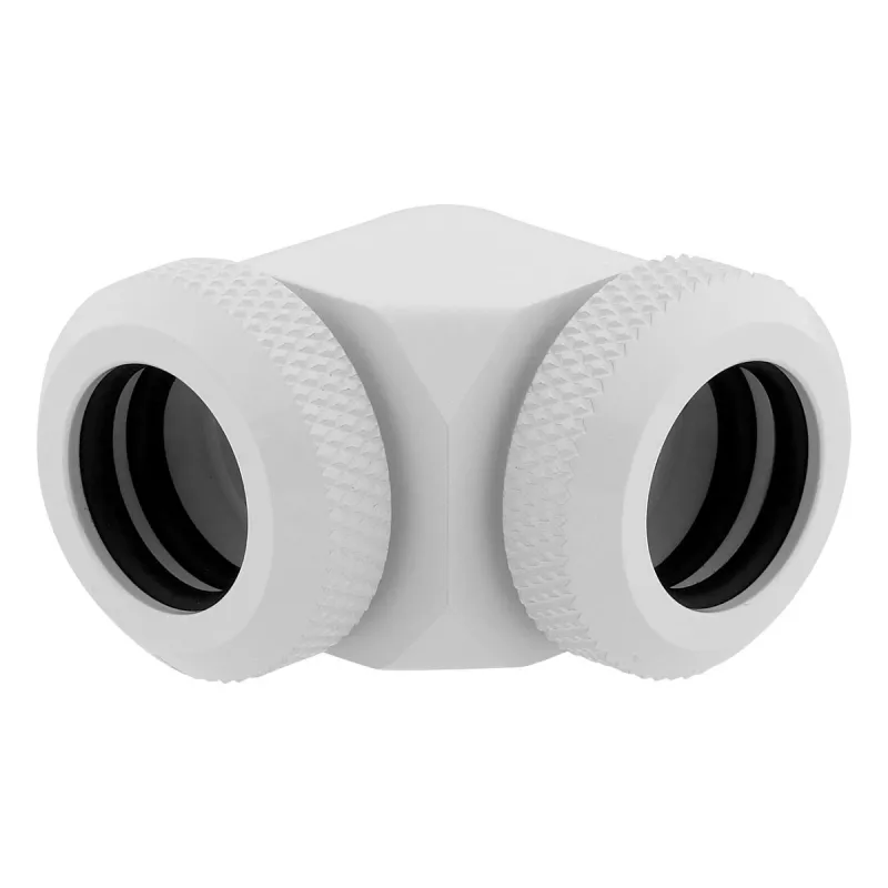 CORSAIR Hydro X Series XF kõvatoru adapter 90 kraadi 12mm OD kuni 12mm OD kõvatoru - 2 tk pakk, valge