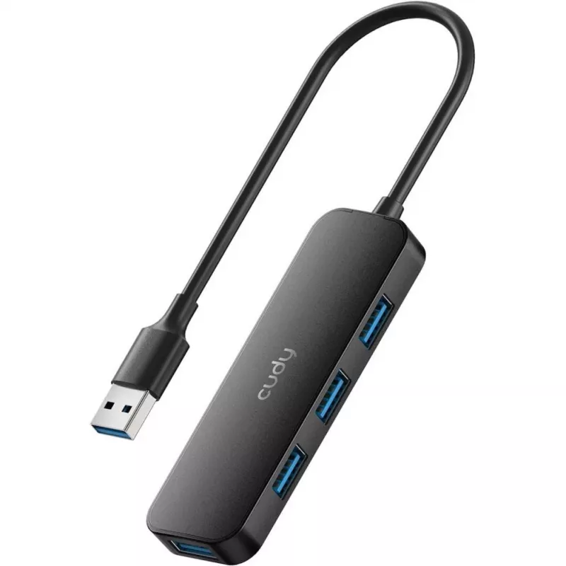 Cudy UH40A PortMate USB-A to 4-Port USB 3.0 Hub 5Gbps Data Only Plastic Compact Black