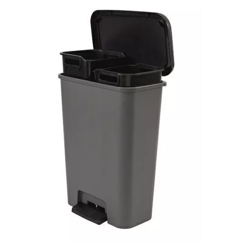 CURVER Decobin Duo Pedal Bin 23+23L Dark Grey/Black