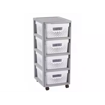 Curver Infinity raamaturiiul ratastel 4x11L ažuurne hall/valge