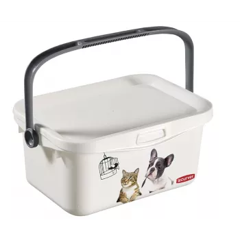 CURVER Multiboxx 3L hoiukarp kaanega ja käepidemega, kassi ja koera disain, läbipaistev trükisega, 26x18x11cm
