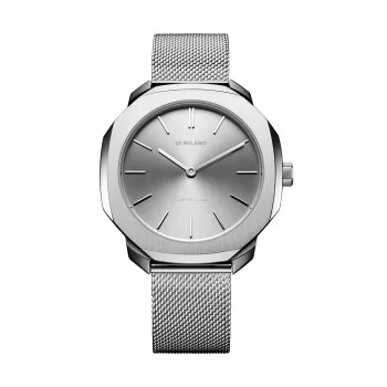 D1 Milano SSML01 Ultra Thin 36mm meeste kvartskell musta numbrilaua ja hõbedase roostevabast terasest käevõruga