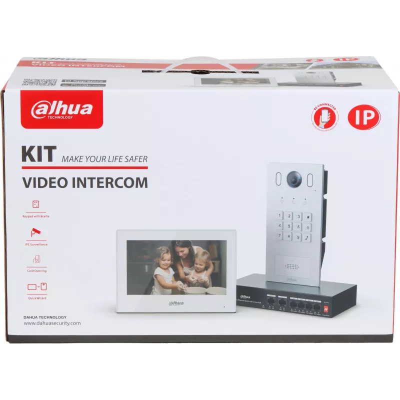 DAHUA KTP05(F) 2-juhtmeline IP-videoustelefonikomplekt 7-tollise puuteekraaniga siseekraani, 2MP välise ja toiteallikaga