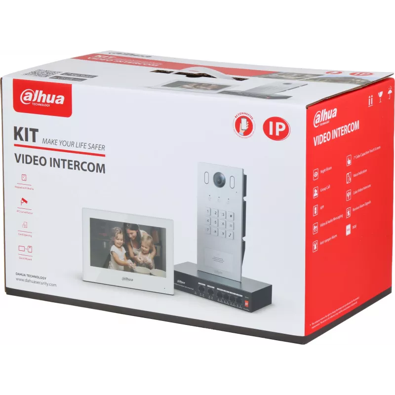 DAHUA KTP05(F) 2-juhtmeline IP-videoustelefonikomplekt 7-tollise puuteekraaniga siseekraani, 2MP välise ja toiteallikaga