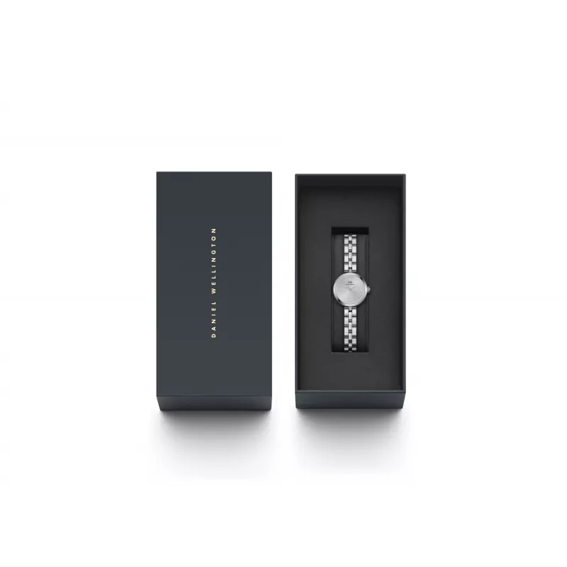 Daniel Wellington Quadro Mini Pressed Sheffield naiste kell DW00100719 - 22mm roosakuldne roostevabast terasest korpus, munakoorevalge sihverplaat, must Itaalia nahast rihm