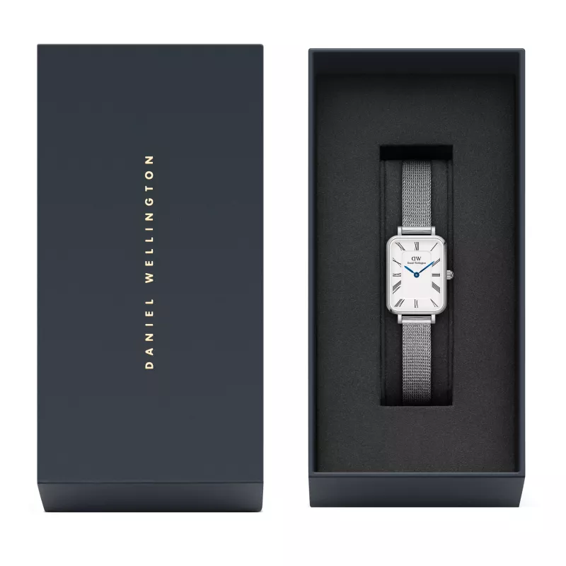 DANIEL WELLINGTON Quadro naiste kell 26mm roosakuldne roostevaba teras must nahk DW00100690
