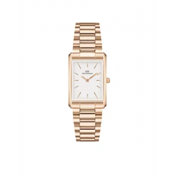 DANIEL WELLINGTON Quadro naiste kell 32mm roosakuldne roostevaba teras must nahk