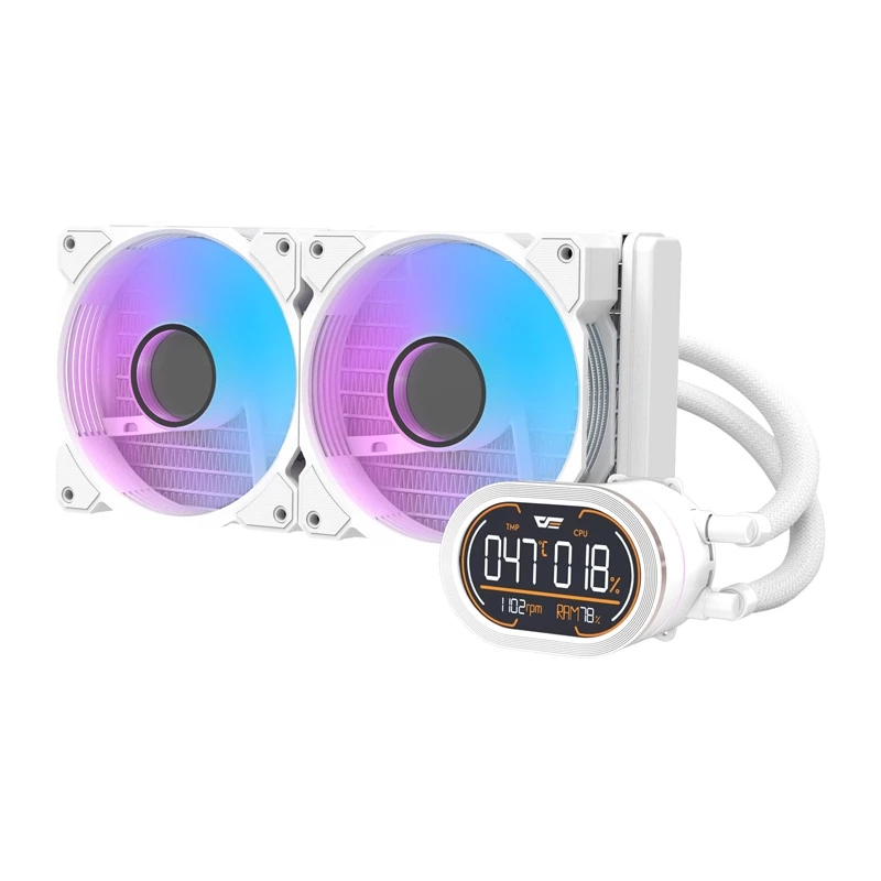 Darkflash DH240D v2 CPU Cooler (White) - 240mm AIO Liquid Cooler with ARGB