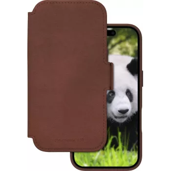 dbramante1928 Lynge Flip Case for Mobile Phone - MagSafe Compatible - Genuine Leather - Dark Tan - for Apple iPhone 17