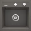 DEANTE 1-kraanikauss graniitvalamuga ja nõrutusrestiga, must (Nero), 780x440 mm, sisseehitatav, 2 kraaniava, ülevool, äravoolukomplekt ja sifoon