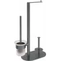 DEANTE 3-in-1 WC-komplekt - vabaltseisev tualettpaberi hoidik, WC-harja hoidik, varurulli hoidik - mattmust - Rivalta seeria
