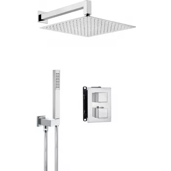 DEANTE Peidetud Dušikomplekt Termostaatilise BOX-iga, Matt Must, 2 Väljundit, 25 cm Vihmadušš