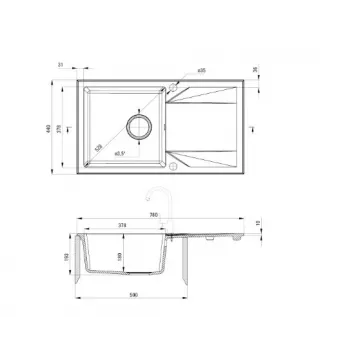 DEANTE ZQJ T113 1-kraanikauss graniitvalamuga, grafiit