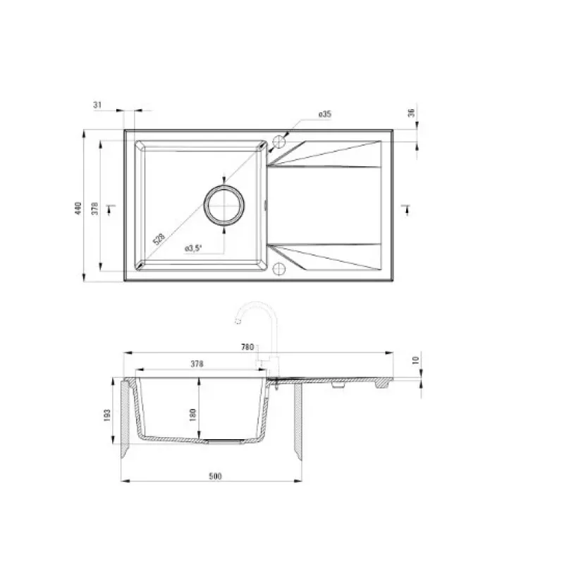 DEANTE ZQJ T113 1-kraanikauss graniitvalamuga, grafiit