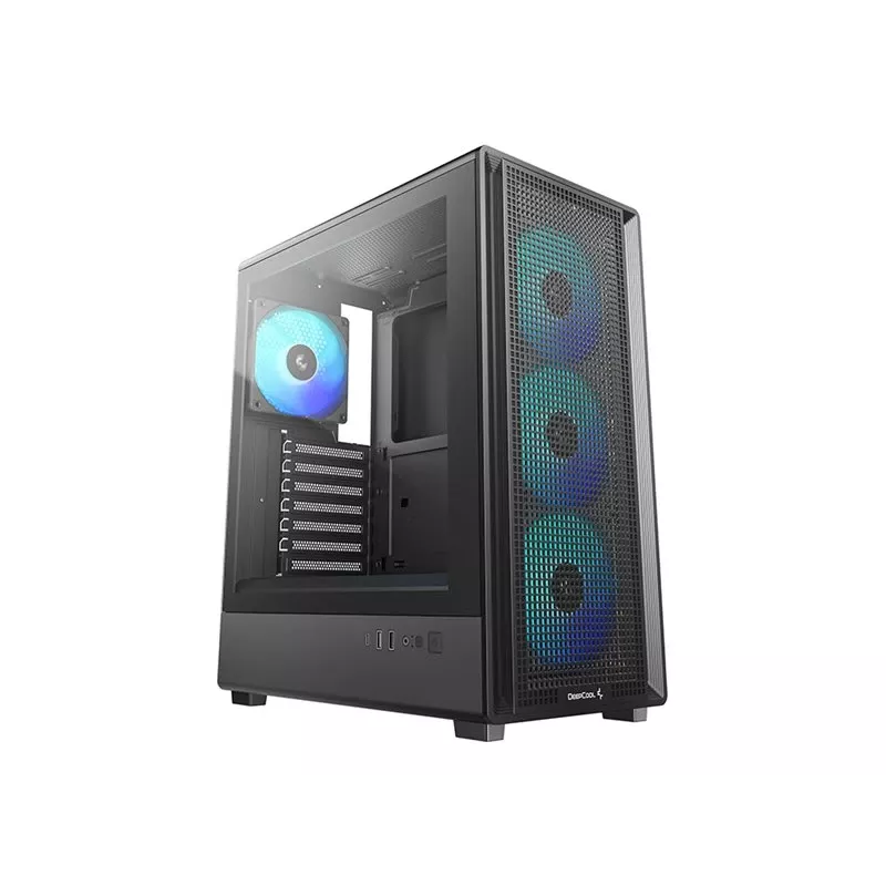 Deepcool CC550 4F Mid Tower korpus, 4x 120mm LED ventilaatorit, karastatud klaas, must