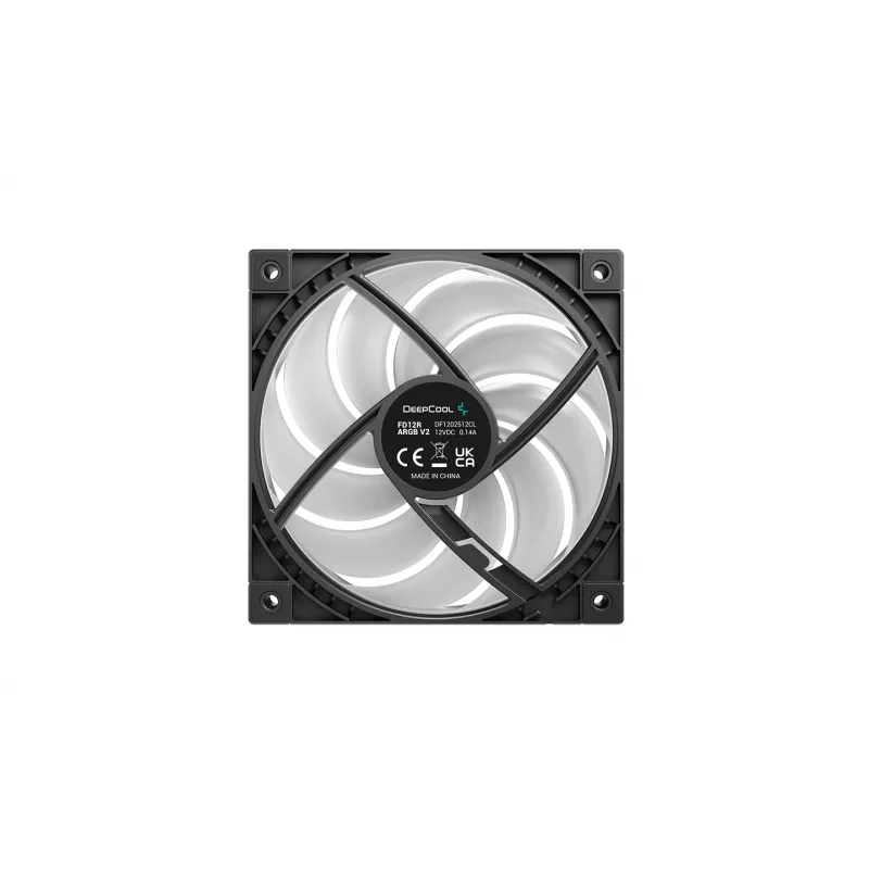Deepcool FD12R ARGB V2 120mm PWM ARGB korpusiventilaator - must