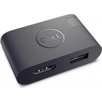 Dell DA20 USB-C mobiilne adapter - HDMI, VGA, Gigabit Ethernet, USB 3.0, must V1J4H
