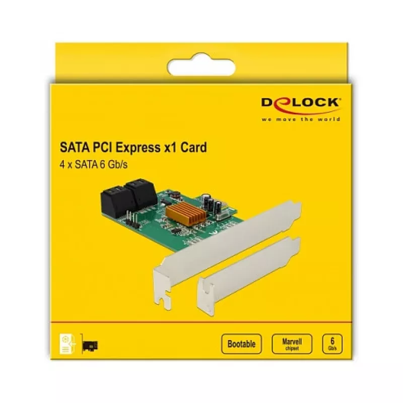 DeLOCK 4-porti SATA 6Gb/s PCIe 2.0 x1 kontrollerkaart Marvell 88SE9215-ga