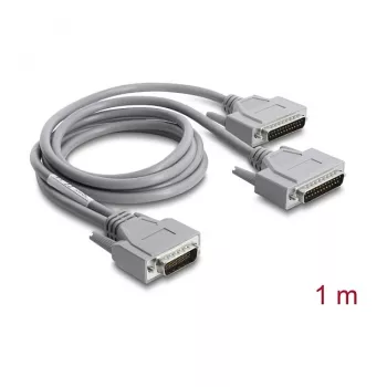 Delock adapter Y-kaabel jada RS-232 LFH D-Sub HD 60 pin isane kuni 2x D-Sub 25 pin isane, 1 m, hall