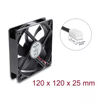 Delock aksiaalventilaator 48 V DC 120 x 120 x 25 mm 2-pin pistik must
