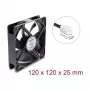 Delock aksiaalventilaator 48 V DC 120 x 120 x 25 mm 2-pin pistik must