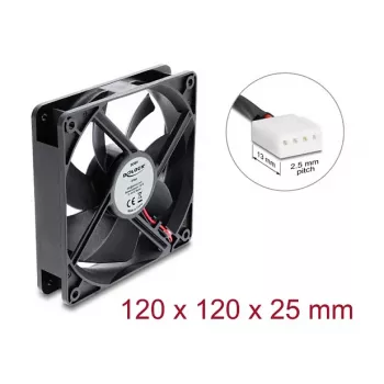 Delock aksiaalventilaator 48 V DC, 120 x 120 x 25 mm, 4-Pin PWM, must