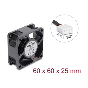 Delock Axial Fan 48 V DC, 60 x 60 x 25 mm with 4-pin PWM fan connector, must