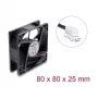 Delock Aksiaalventilaator 48 V DC, 80 x 80 x 25 mm, 2-kontaktiline pistik, Must