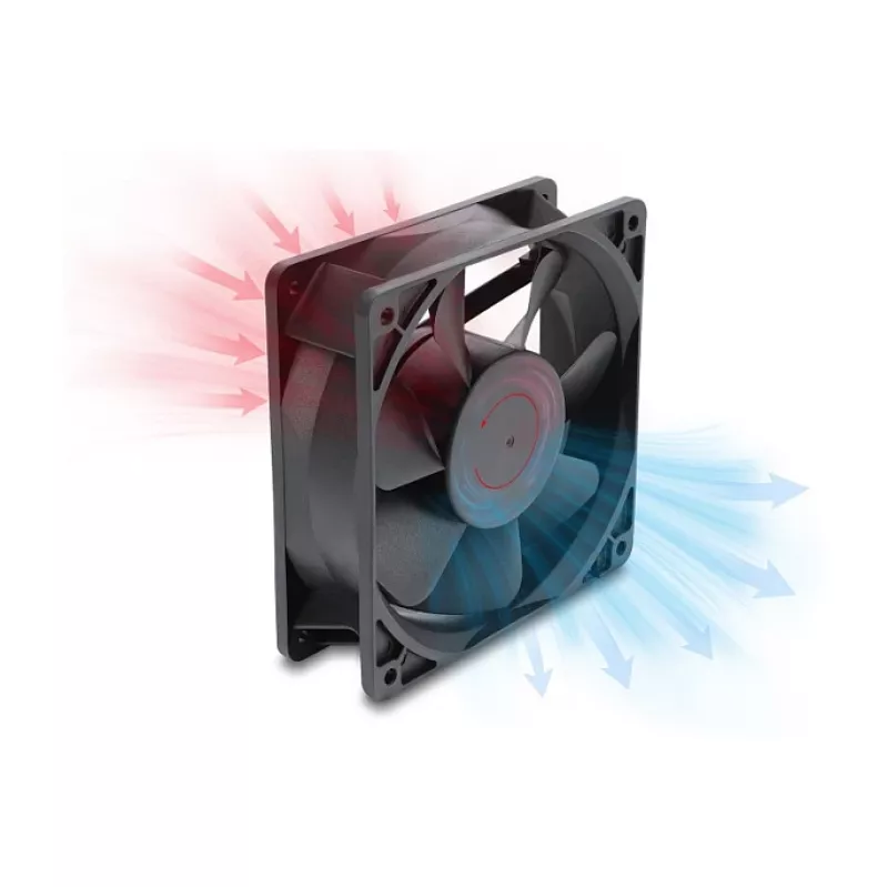 Delock Aksiaalventilaator 48V DC, 120x120x38mm, 4-Pin PWM, kuullaager, 3000 RPM, 170 m³/h, must