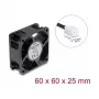 Delock Axial Ventilaator 48V DC 60x60x25mm 2-kontaktilise pistikuga, must