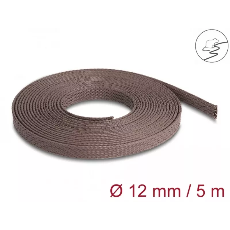 Delock kaablihaldusvarrukas, 12 mm, punutud, näriliste kindel, veniv, 5 m, pruun