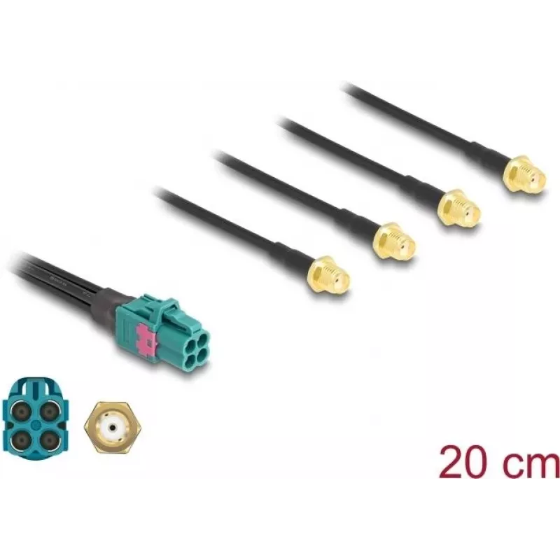 Delock kaabel Mini FAKRA Z emane quad - 4 x SMA isane 0,2 m RG-174 90283