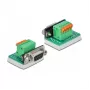 Delock D-Sub 9 emane 6-kontaktilise klemmliistu adapter koos tiibkruvide ja surunupuga 66556