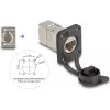 Delock D-tüüpi RJ45 paneelipesa Cat.6A STP LSA ühendusega ja IP66 kaitsekorgiga