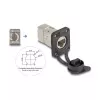 Delock D-tüüpi RJ45 paneelipesa Cat.6A STP LSA ühendusega ja IP66 kaitsekorgiga