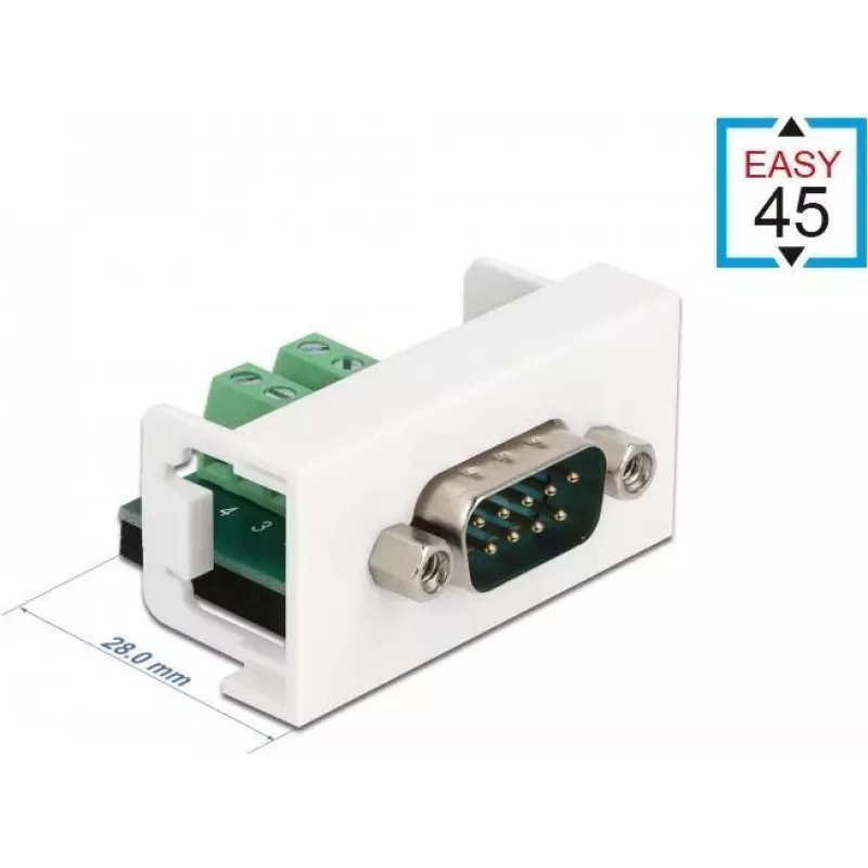 Delock Easy 45 snap-in moodul D-Sub 9-pin isane 10-pin klemmliistule, valge RAL 9003 81351
