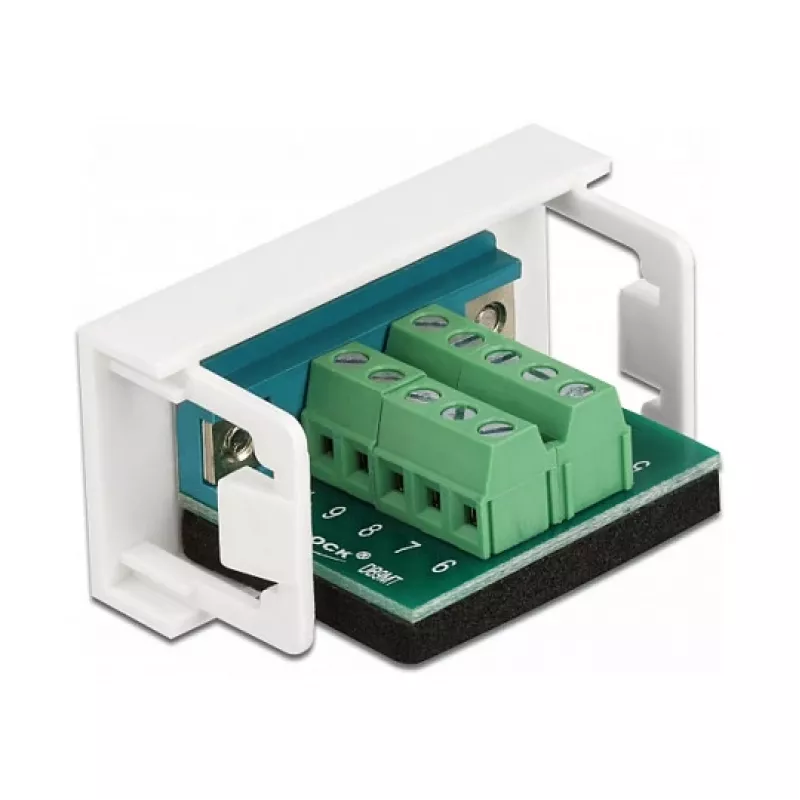 Delock Easy 45 snap-in moodul D-Sub 9-pin isane 10-pin klemmliistule, valge RAL 9003 81351