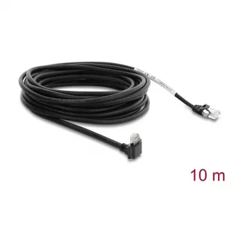 Delock GigE kaamera kaabel RJ45 90° nurgaga kruvidega RJ45 Cat.6 S/FTP 10 m must
