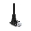 Delock GigE kaamera kaabel RJ45 pistik 90° nurga all kruvidega, pistiku pikkus 28 mm kuni RJ45 pistik Cat.6 S/FTP 5 m must
