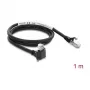 Delock GigE kaamerakaabel RJ45 isane 90° nurgaga kruvidega, 28 mm pistiku pikkus kuni RJ45 isane Cat.6 S/FTP 1 m must