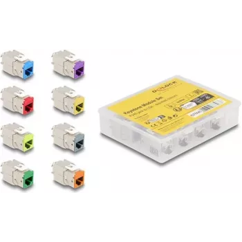 Delock Keystone moodul RJ-45 emane LSA emane STP CAT 6a, 8-pakk (hall, sinine, kollane, punane, roheline, oranž, violetne, neoonkollane) 87896