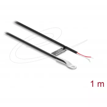 Delock M4 NTC termistori temperatuurianduri kaabel 2 lahtise otsaga, 10 kOhm, B25/85 3977K, 1 m, PVC, must
