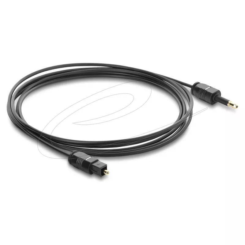 Delock Optical Audio Cable – Mini TOSLINK 3.5mm to TOSLINK, 2m, Must